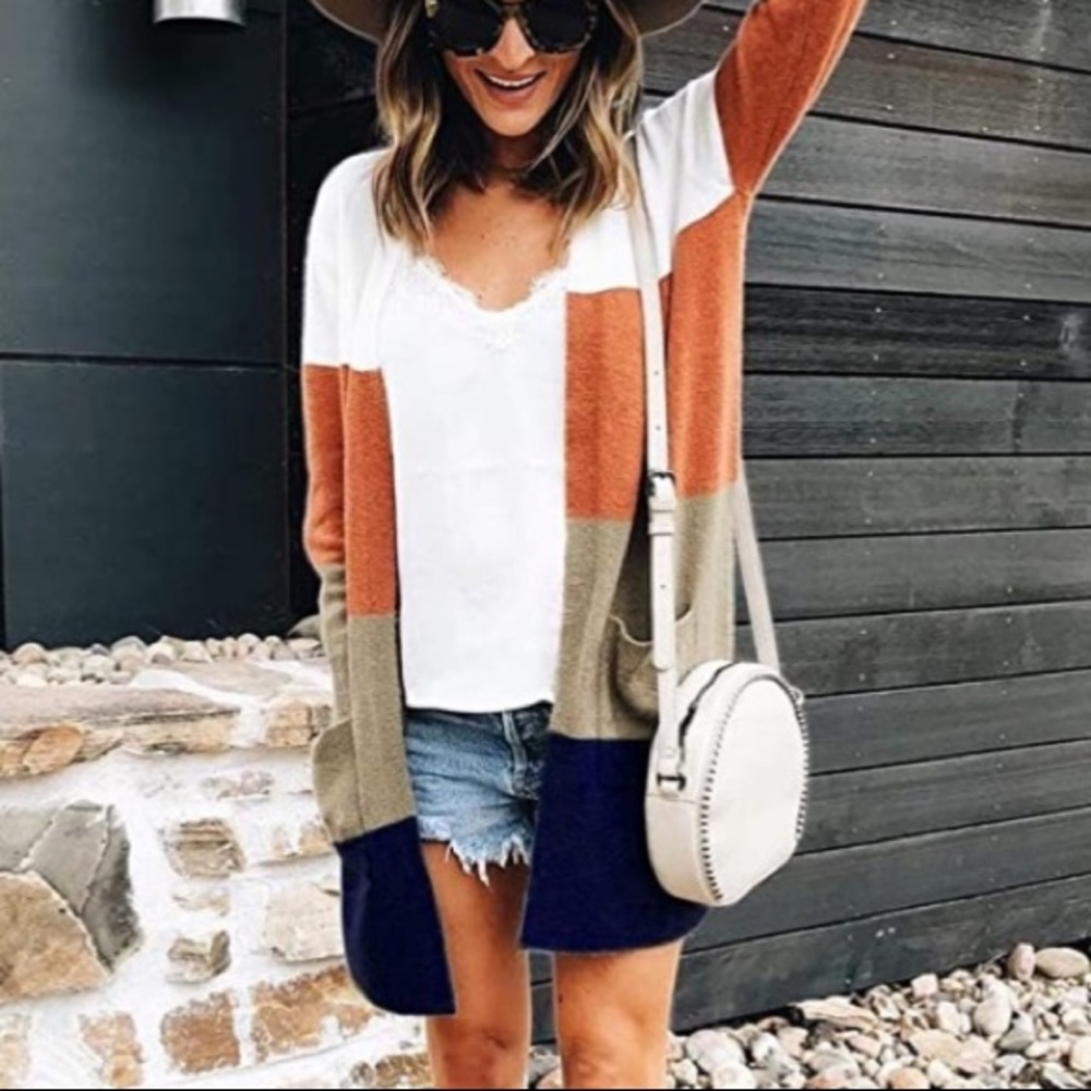 Color block striped sweater